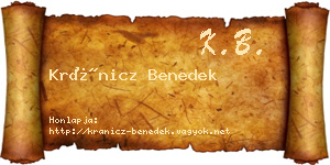 Kránicz Benedek névjegykártya